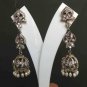 PREMIUM INDIAN JEWELRY VICTORIAN SIMULATED CZ AMETHYST PEARL EARRING PAIR fve16