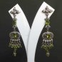 PREMIUM INDIAN JEWELRY VICTORIAN STYLE SIMULATED CZ PERIDOT EARRING PAIR fve13
