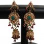 PREMIUM INDIAN POLKI JEWELRY GOLD FINISH RUBY EMERALD JHUMKI EARRING PAIR fe5