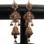 PREMIUM INDIAN POLKI JEWELRY GOLDPLATED CZ RUBY EMERALD JHUMKI EARRING PAIR fe11