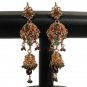PREMIUM INDIAN POLKI JEWELRY GOLDPLATED CZ RUBY EMERALD JHUMKI EARRING PAIR fe12