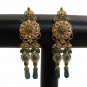PREMIUM INDIAN POLKI FASHION JEWELRY GOLD FINISH EMERALD HINGED EARRING PAIR fe9