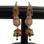 PREMIUM INDIAN POLKI JEWELRY GOLDPLATED CZ RUBY EMERALD JHUMKI EARRING PAIR fe15