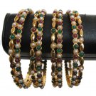 INDIAN JEWELLERY PREMIUM 4PC DESIGNER POLKI BANGLE 2.6 RUBY EMERALD SAREE  FB8
