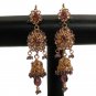 PREMIUM INDIAN POLKI JEWELRY GOLDPLATED CZ PURPLE STONE JHUMKI EARRING PAIR fe16