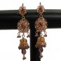 PREMIUM INDIAN POLKI JEWELRY GOLDPLATED CZ PURPLE STONE JHUMKI EARRING PAIR fe16