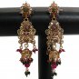 PREMIUM INDIAN JEWELRY GOLD FINISH RUBY EMERALD POLKI JHUMKI EARRING PAIR fe2