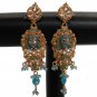 PREMIUM INDIAN POLKI FASHION JEWELRY GOLD FINISH CZ TURQUOISE EARRING PAIR fe8