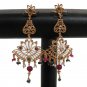 PREMIUM INDIAN POLKI DESIGNER JEWELRY GOLD FINISH RUBY EMERALD EARRING PAIR fe37
