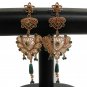 PREMIUM INDIAN POLKI DESIGNER JEWELRY GOLD FINISH EMERALD EARRING PAIR fe35