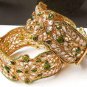 2 PC AWASOME! INDIAN GOLD FINISH STIMULATED PERIDOT CZ BANGLE BRACELET 2.8 426X