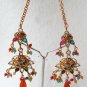 BOLLYWOOD INDIA PREMIUM JEWELRY SIMULATED CZ POLKI LONG JHUMKI EARRING PAIR F202