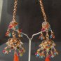 BOLLYWOOD INDIA PREMIUM JEWELRY SIMULATED CZ POLKI LONG JHUMKI EARRING PAIR F202