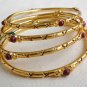VERY BEAUTIFUL INDIAN POLKI GOLD FINISH RUBY GEMSTONE BRIDAL BANGLE 4PC 2.8 VB14