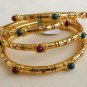 VERY BEAUTIFUL INDIAN POLKI GOLD FINISH PEARL EMERALD BRIDAL BANGLE 4PC 2.8 VB16
