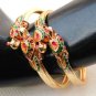 INDIAN POLKI DESIGNER GOLD FINISH PEACOCK HINGED BANGLE KADA BRACELET PAIR AC87