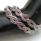 2Pc PREMIUM INDIAN RODHIUM SILVER PL STIMULATED RUBY BANGLE BRACELET JEWELRY 2.8