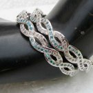 2PC RODHIUM SILVER PL AMRICAN AD SAPPHIRE JEWELRY BANGLE BRACELET 2.4 RB115