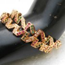 2PC GOLD FINISH ZIG-ZAG STYLE AD RUBY EMERALD JEWELRY BANGLE BRACELET 2.6 RB119