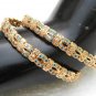 AWESOME! 2Pc GOLD FINISH AMRICAN AD SAPPHIRE JEWELRY BANGLE BRACELET 2.8 RB122
