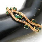 AWESOME! 2Pc GOLD FINISH AMRICAN AD EMERALD JEWELRY BANGLE BRACELET 2.6 RB123