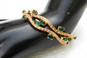 AWESOME! 2Pc GOLD FINISH AMRICAN AD EMERALD JEWELRY BANGLE BRACELET 2.6 RB123