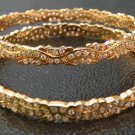 UNIQUE DESIGNER 2Pc GOLD FINISH AMRICAN AD JEWELRY BANGLE BRACELET 2.6 RB129
