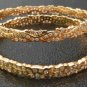 UNIQUE DESIGNER 2Pc GOLD FINISH AMRICAN AD JEWELRY BANGLE BRACELET 2.6 RB129