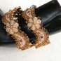 2Pc GORGEOUS INDIAN DESIGNER GOLD FINISH PEARL RUBY BANGLE BRACELET 2.6 DX4