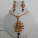 PREMIUM INDIAN POLKI GOLD FINISH STIMULATED CZ BRIDAL JEWELRY NECKLACE SET fp4
