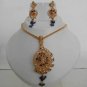 PREMIUM INDIAN POLKI GOLD FINISH STIMULATED CZ BRIDAL JEWELRY NECKLACE SET fp4