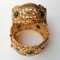 GENUINE INDIAN POLKI GOLD FINISH CZ EMERALD 2PC WIDE BANGLES BRACELET 2.4 DJ159