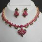 NEW 3 PC GOLD FINISH INDIAN BRIDAL DESIGNER JEWELRY RUBY EMERALD NECKLACE SET
