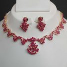 NEW 3 PC GOLD FINISH INDIAN BRIDAL SARI DESIGNER JEWELRY RUBY NECKLACE SET Fr2