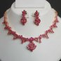 NEW 3 PC GOLD FINISH INDIAN BRIDAL SARI DESIGNER JEWELRY RUBY NECKLACE SET Fr2