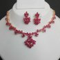 NEW 3 PC GOLD FINISH INDIAN BRIDAL SARI DESIGNER JEWELRY RUBY NECKLACE SET Fr2
