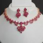 NEW 3 PC GOLD FINISH INDIAN BRIDAL SARI DESIGNER JEWELRY RUBY NECKLACE SET Fr2
