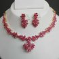 NEW 3 PC GOLD FINISH INDIAN BRIDAL SARI DESIGNER JEWELRY RUBY NECKLACE SET Fr2