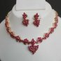 NEW 3 PC GOLD FINISH INDIAN BRIDAL SARI DESIGNER JEWELRY RUBY NECKLACE SET Fr2
