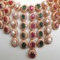 GOLD PL INDIAN JAIPUR NAVRATAN DESIGNER BRIDAL JEWELRY RUBY NECKLACE SET