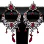 PREMIUM INDIAN VICTORIAN JEWELRY 2TONE SIMULATED DIAMOND RUBY EARRING PAIR NS42