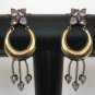 PREMIUM INDIAN VICTORIAN JEWELRY 2TONE STIMULATED DIAMOND HOOP EARRING PAIR NS39