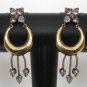 PREMIUM INDIAN VICTORIAN JEWELRY 2TONE STIMULATED DIAMOND HOOP EARRING PAIR NS39