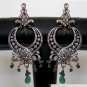 PREMIUM INDIAN VICTORIAN JEWELRY RODHIUM 2TONE SIMULAT DIAMOND EARRING PAIR NS36