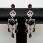 PREMIUM INDIAN VICTORIAN JEWELRY RODHIUM SILVER PL AD AMETHYST EARRING PAIR NS34