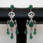 PREMIUM INDIAN VICTORIAN JEWELRY RODHIUM SILVER PL AD EMERALD EARRING PAIR NS33