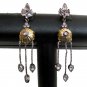 PREMIUM INDIAN VICTORIAN JEWELRY 2TONE SILVER AMERICAN DIAMOND EARRING PAIR NS31