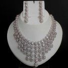 Premium Jewelry Rhodium Plated DESIGNER NECKLACE SET Cubic Zirconia AD Jaipur