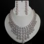 Premium Jewelry Rhodium Plated DESIGNER NECKLACE SET Cubic Zirconia AD Jaipur