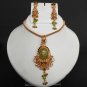 PREMIUM INDIAN POLKI KUNDAN CZ JEWELRY SET STUNNING PENDANT NECKLACE 3PC NS179